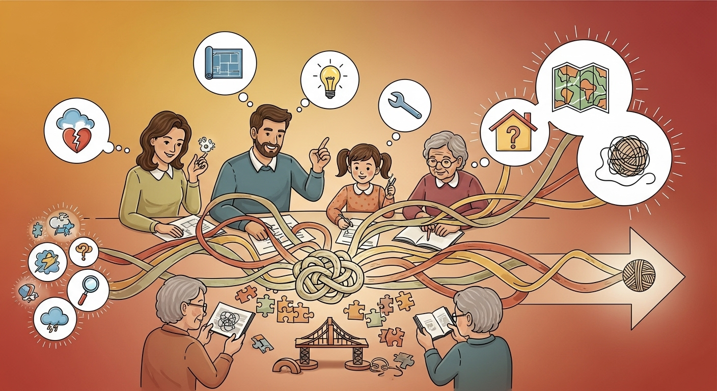 Family solving problems together