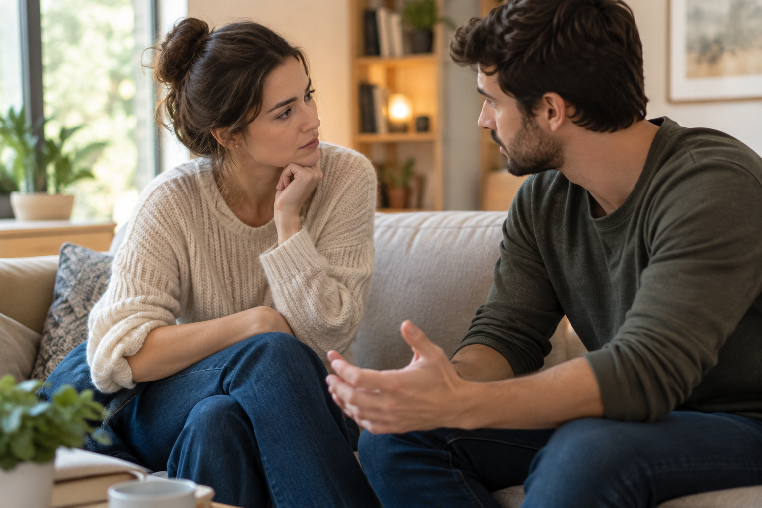 Couple having serious conversation